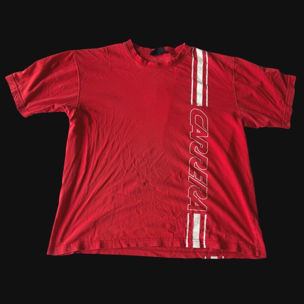 80's Carrera Racing Sunglasses T-Shirt Red‎ Short Sleeve Distressed